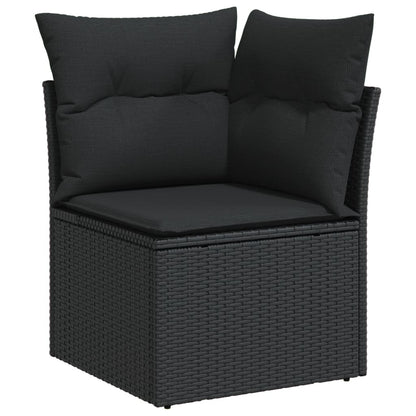 8 pcs garden furniture with black braided resin cushions