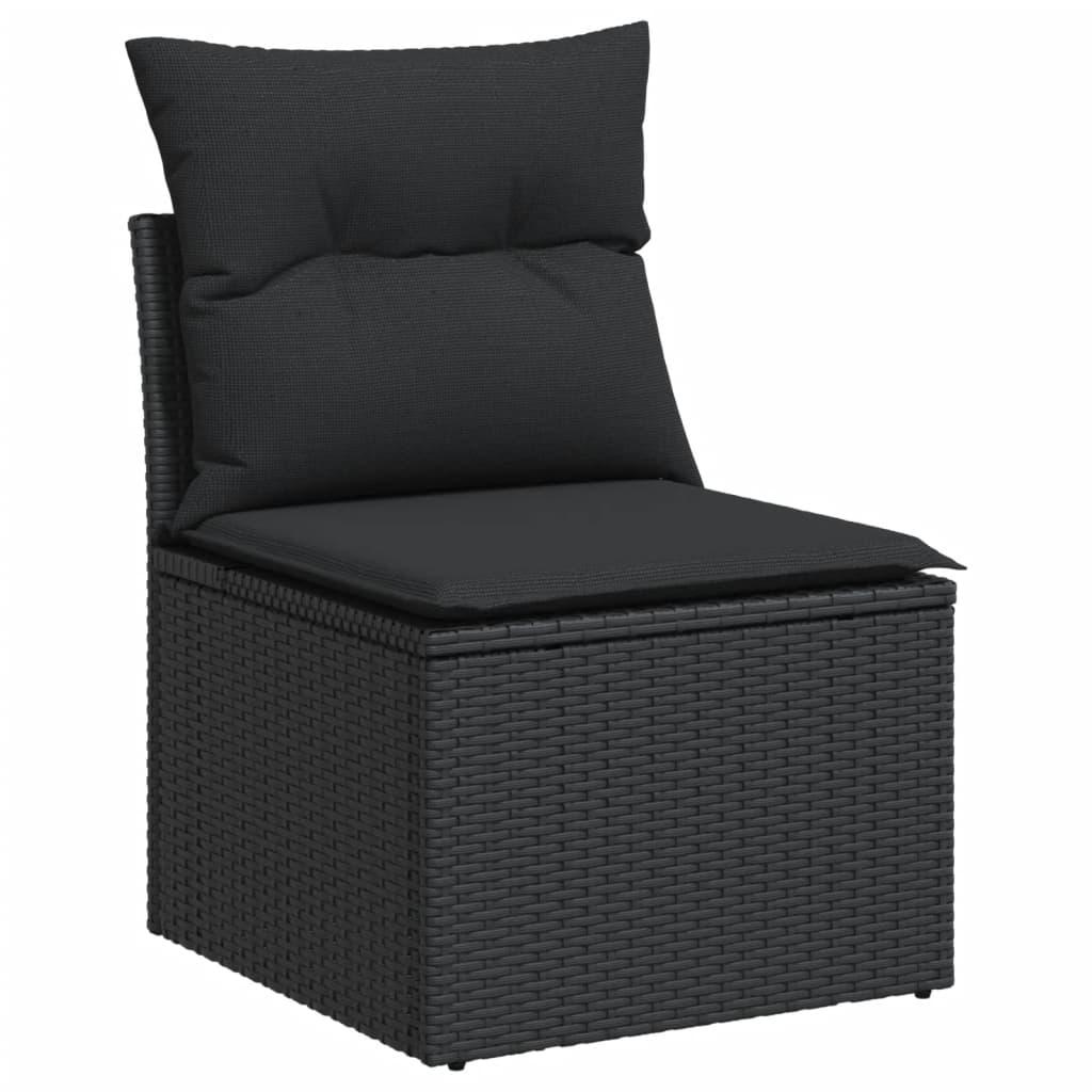 8 pcs garden furniture with black braided resin cushions