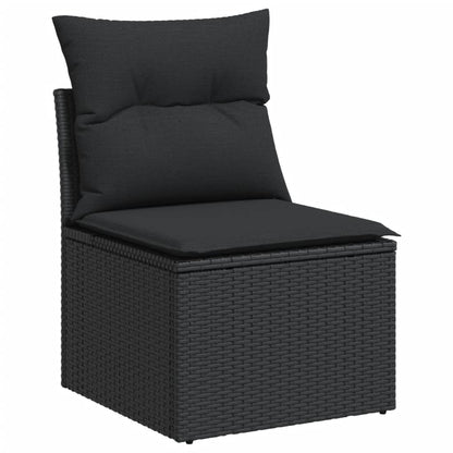 8 pcs garden furniture with black braided resin cushions