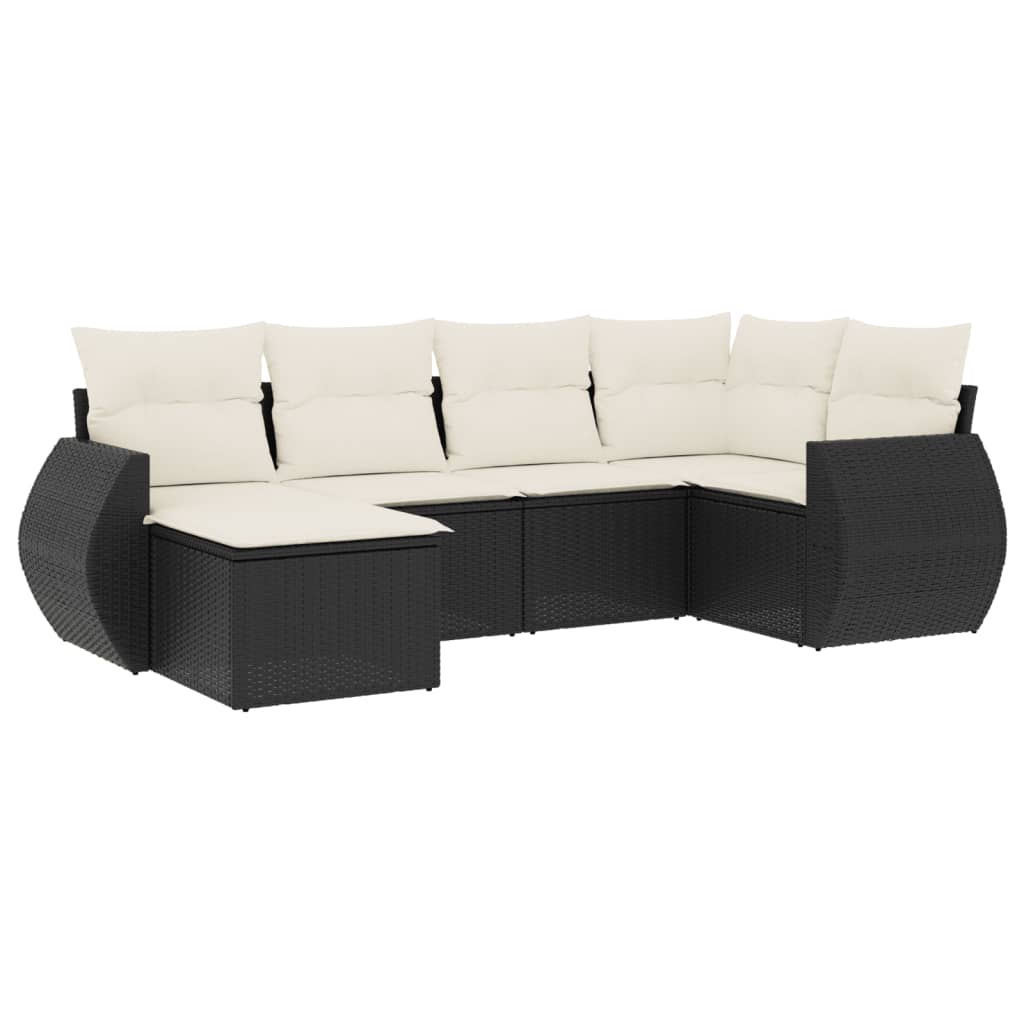6 pcs garden furniture with black braided resin cushions