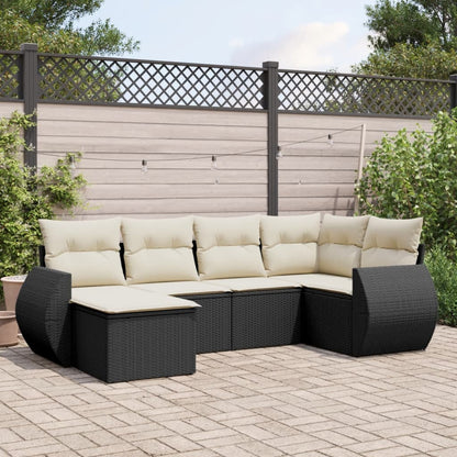 6 pcs garden furniture with black braided resin cushions