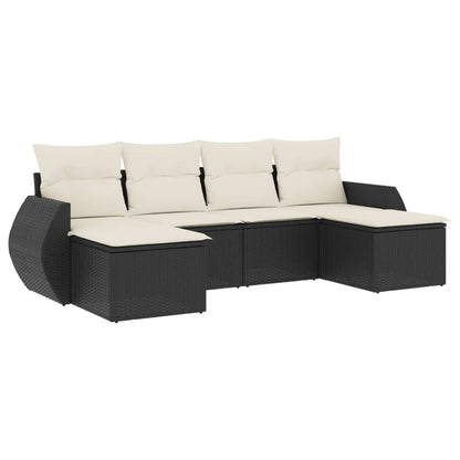 6 pcs garden furniture with black braided resin cushions