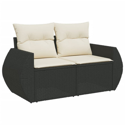 6 pcs garden furniture with black braided resin cushions