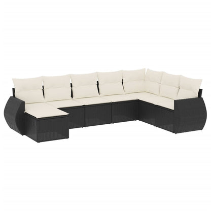 8 pcs garden furniture with black braided resin cushions
