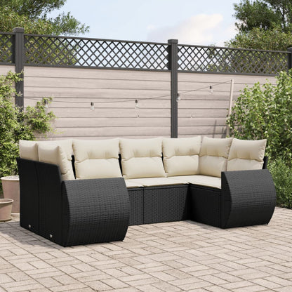 6 pcs garden furniture with black braided resin cushions