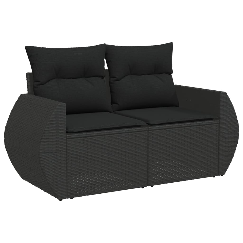 9 pcs garden furniture with black braided resin cushions