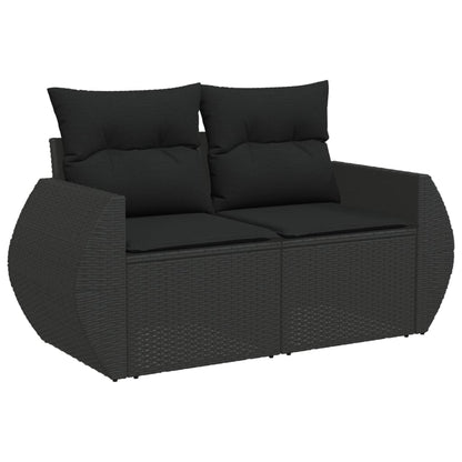 9 pcs garden furniture with black braided resin cushions