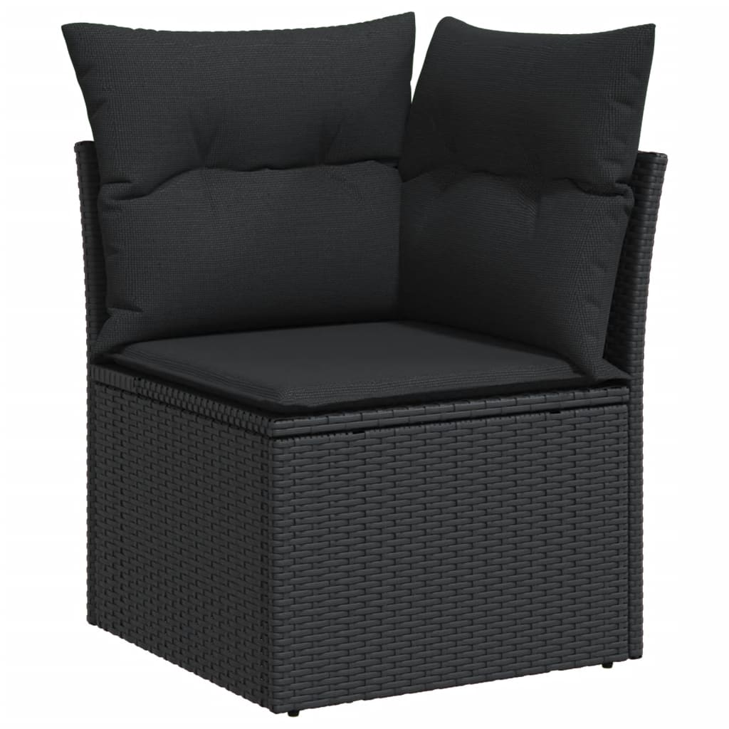 9 pcs garden furniture with black braided resin cushions