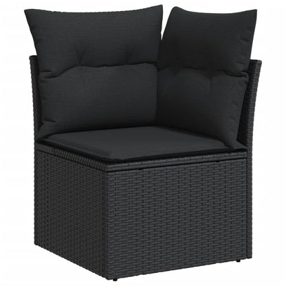 9 pcs garden furniture with black braided resin cushions