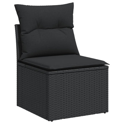 9 pcs garden furniture with black braided resin cushions