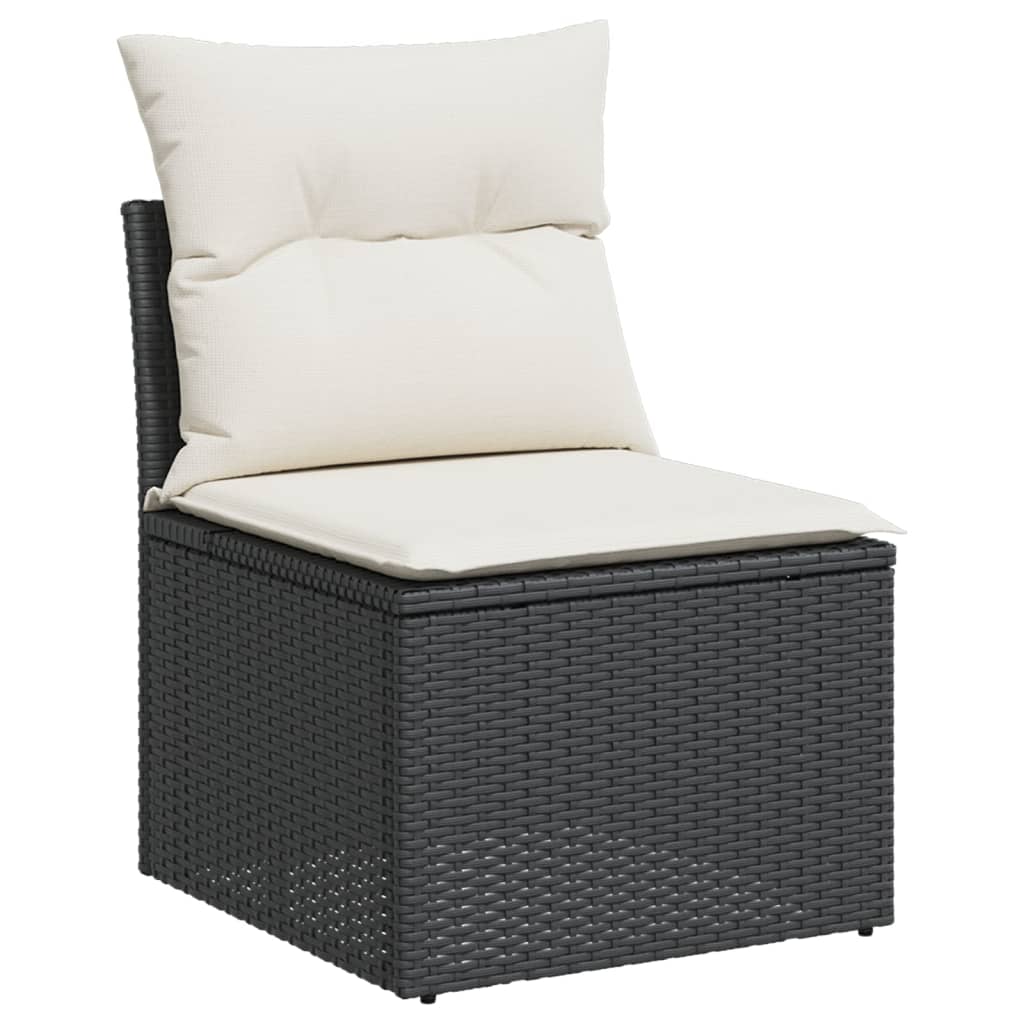 Muebles de jardín de 4 pcs con cojines de resina trenzados negros