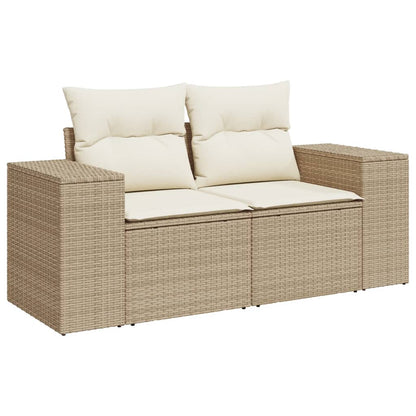 Móveis de jardim com almofadas 4 PCs resina trançada bege