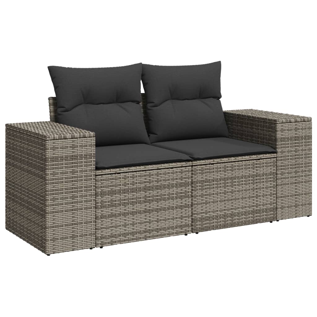 4 pcs garden furniture with braided resin gray cushions