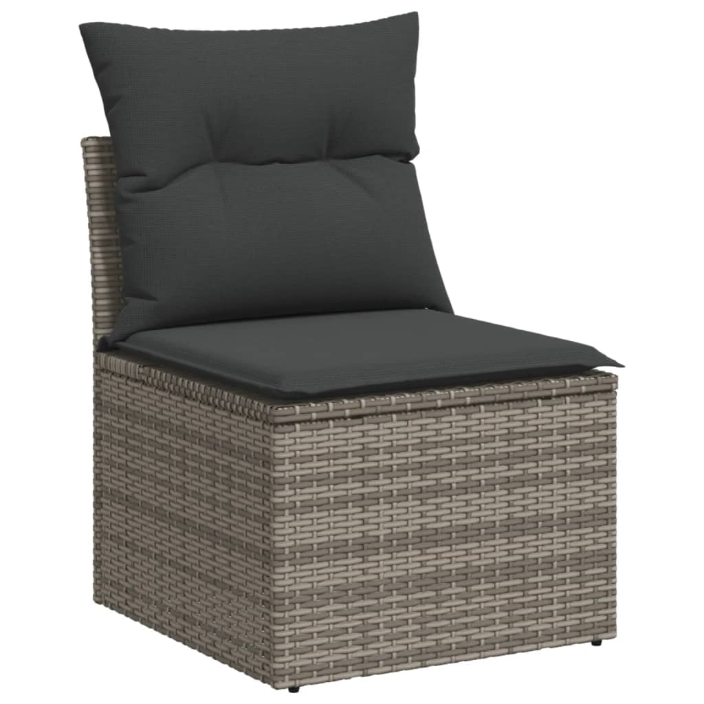 4 pcs garden furniture with braided resin gray cushions