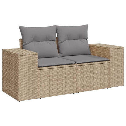 Mobili da giardino con cuscini da 5 pezzi resina intrecciata beige