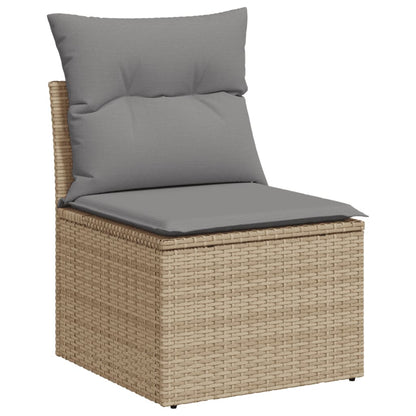 Mobili da giardino con cuscini da 5 pezzi resina intrecciata beige
