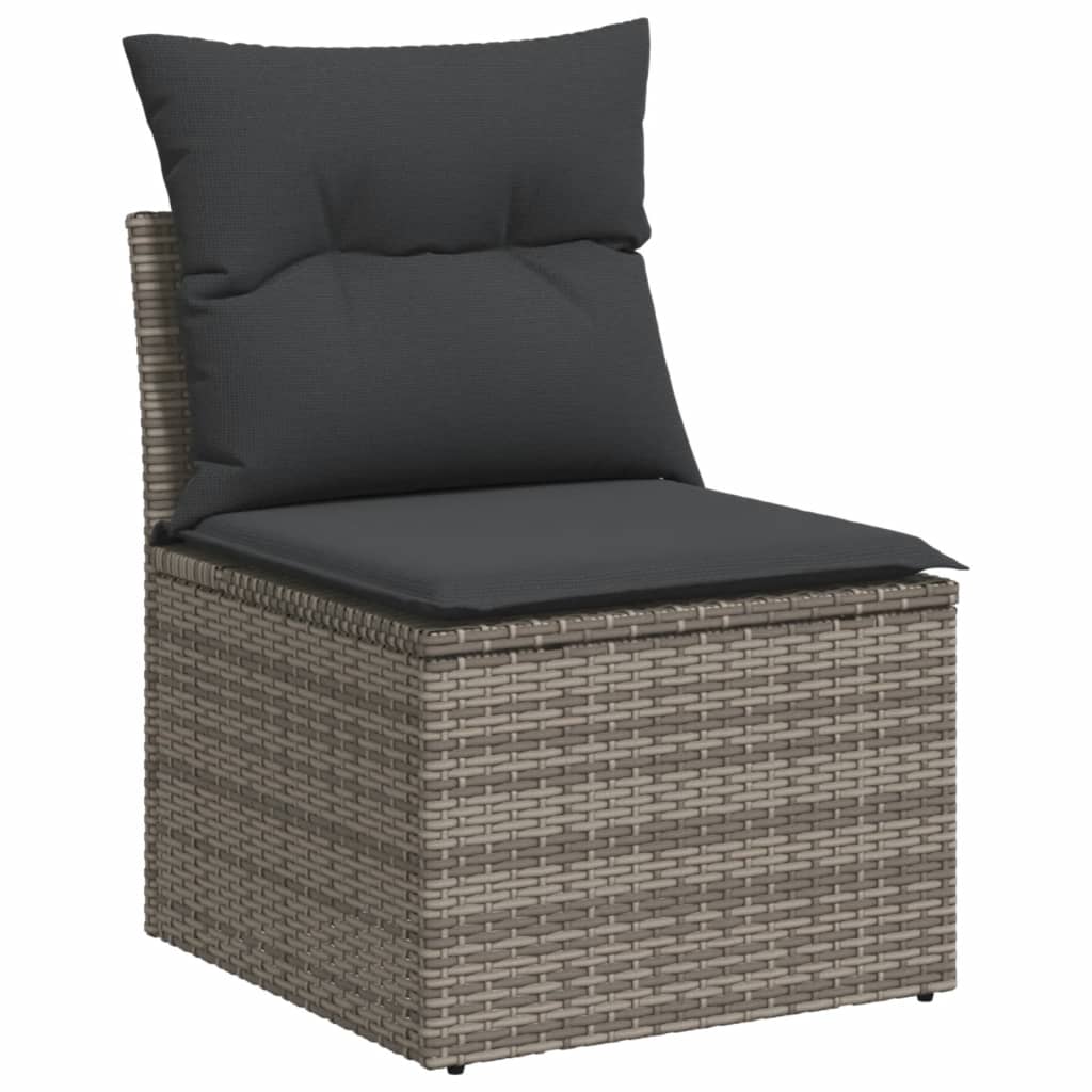 4 pcs garden furniture with braided resin gray cushions