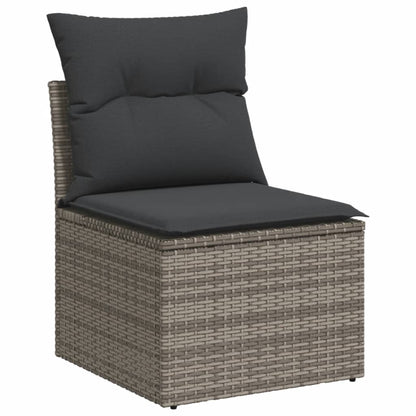4 pcs garden furniture with braided resin gray cushions