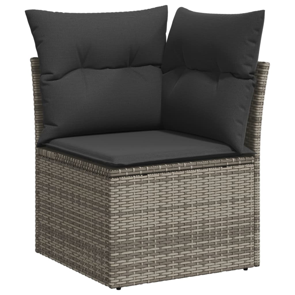 4 pcs garden furniture with braided resin gray cushions