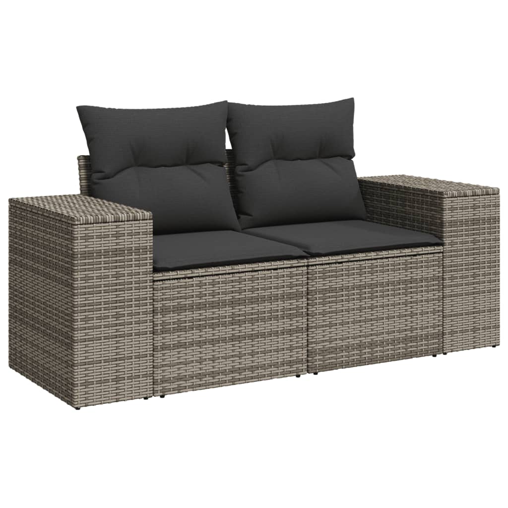 4 pcs garden furniture with braided resin gray cushions