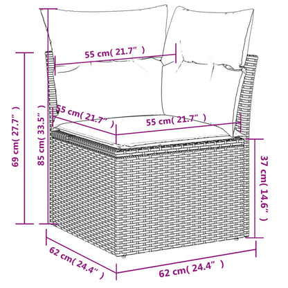 4 pcs garden furniture with braided resin gray cushions