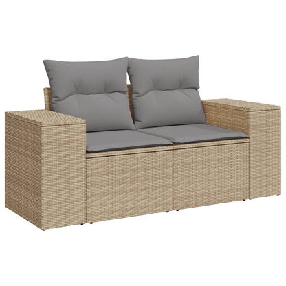 Mobili da giardino con cuscini da 5 pezzi resina intrecciata beige