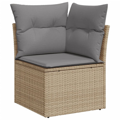 Mobili da giardino con cuscini da 5 pezzi resina intrecciata beige