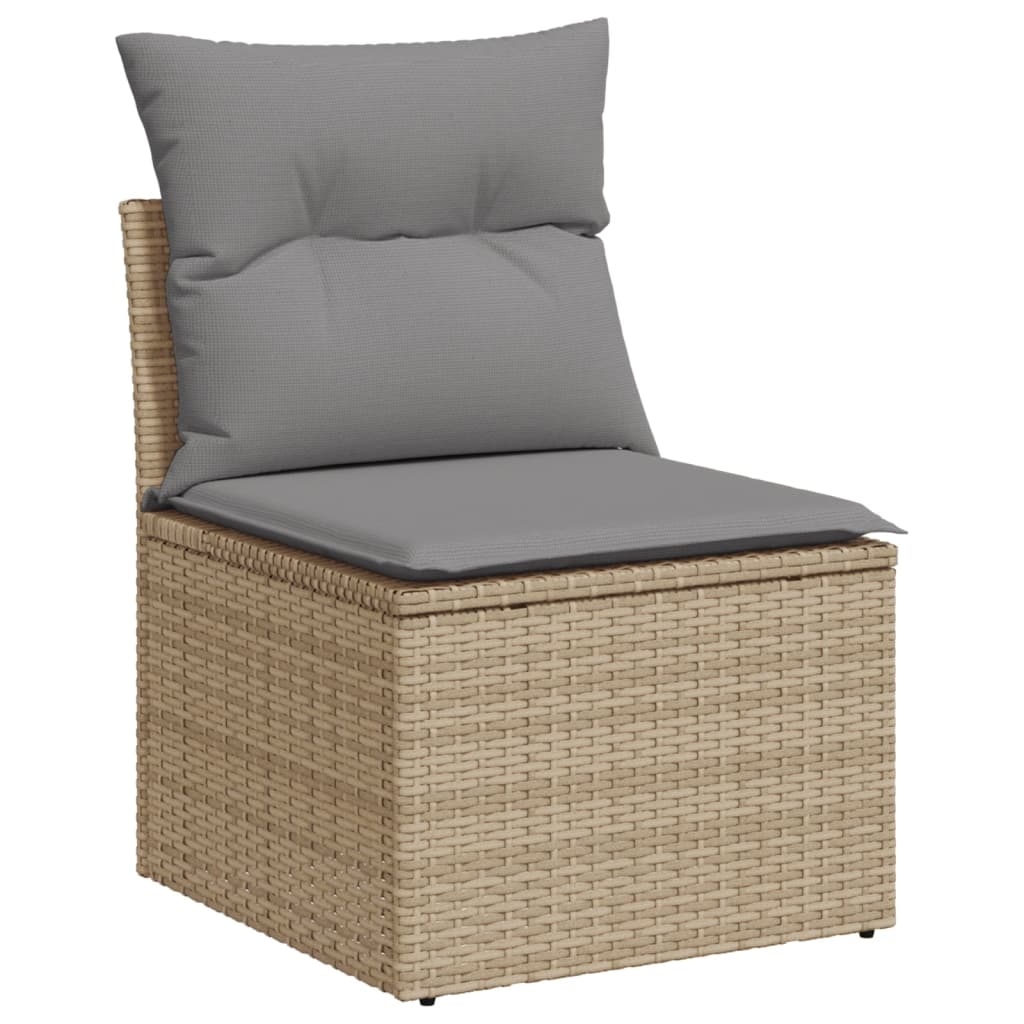 Mobili da giardino con cuscini da 5 pezzi resina intrecciata beige