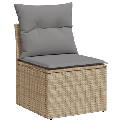 Mobili da giardino con cuscini da 5 pezzi resina intrecciata beige