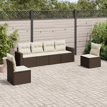 Garden furniture with cushions 6 pcs braided resin