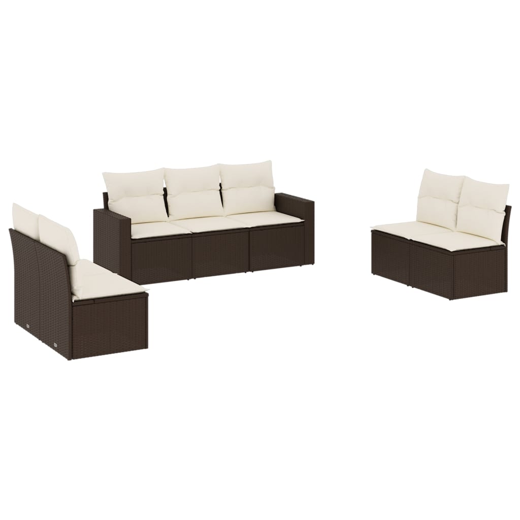 Garden furniture with cushions 7 pcs braided resin