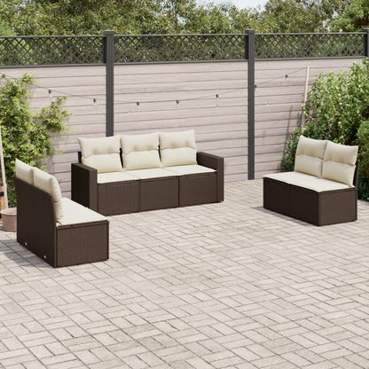 Garden furniture with cushions 7 pcs braided resin