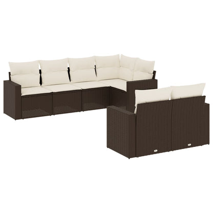 Garden furniture with cushions 7 pcs braided resin