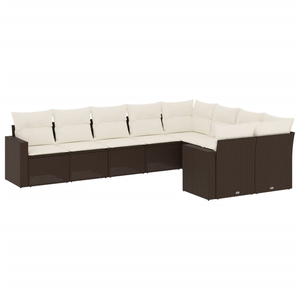 Garden furniture with cushions 9 pcs braided resin