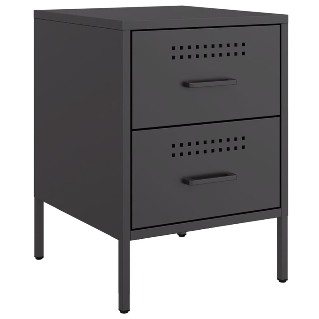 Tavolo da comodino nero 36x39x50,5 cm in acciaio