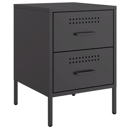 Tavolo da comodino nero 36x39x50,5 cm in acciaio