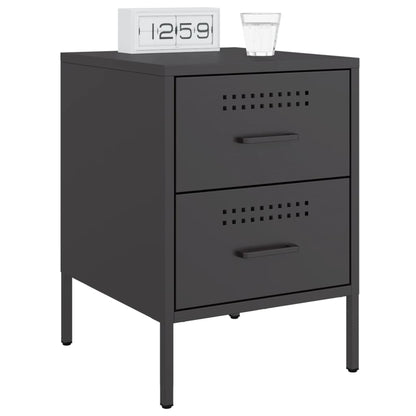 Tavolo da comodino nero 36x39x50,5 cm in acciaio