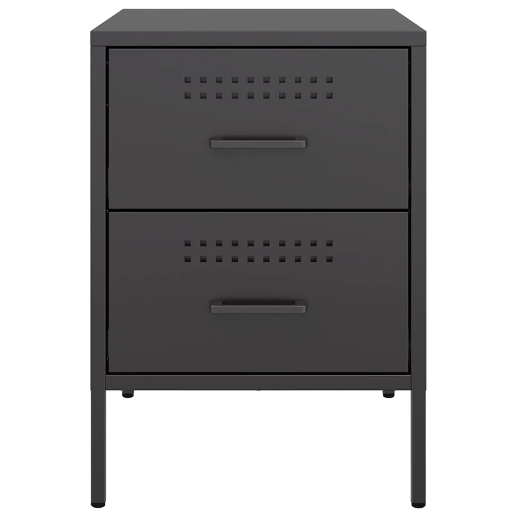 Tavolo da comodino nero 36x39x50,5 cm in acciaio