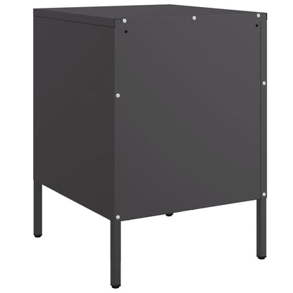 Tavolo da comodino nero 36x39x50,5 cm in acciaio