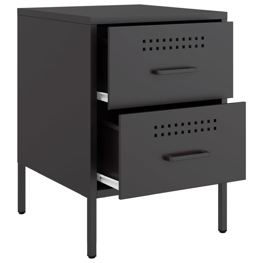 Tavolo da comodino nero 36x39x50,5 cm in acciaio