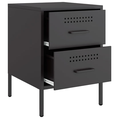Tavolo da comodino nero 36x39x50,5 cm in acciaio