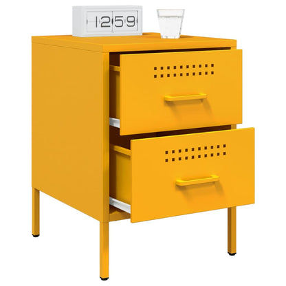 Table de chevet en acie jaune moutarde