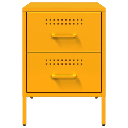 Table de chevet en acie jaune moutarde