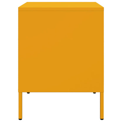 Table de chevet en acie jaune moutarde