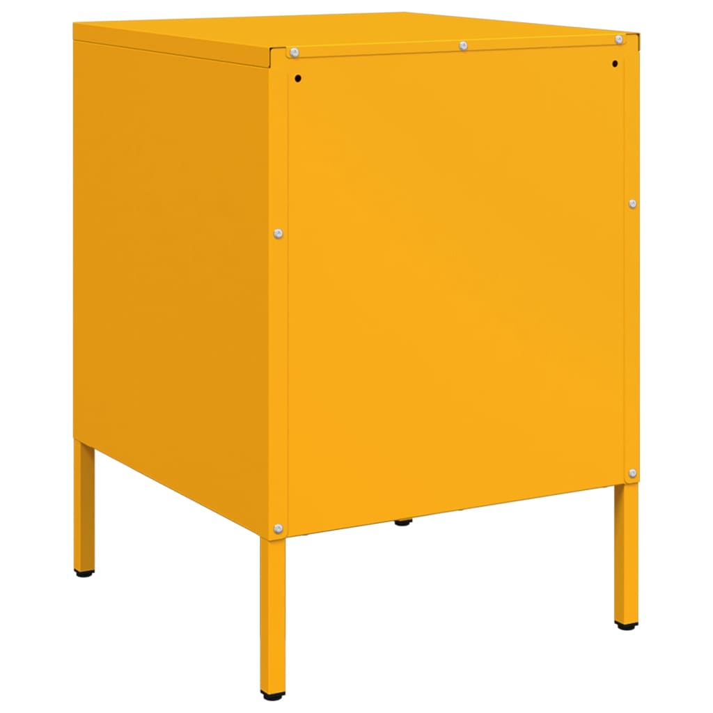 Table de chevet en acie jaune moutarde