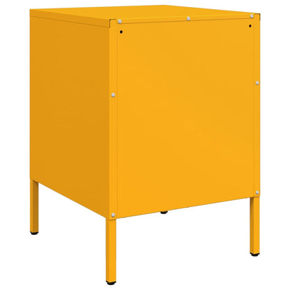 Table de chevet en acie jaune moutarde