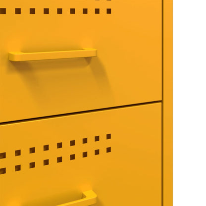 Table de chevet en acie jaune moutarde