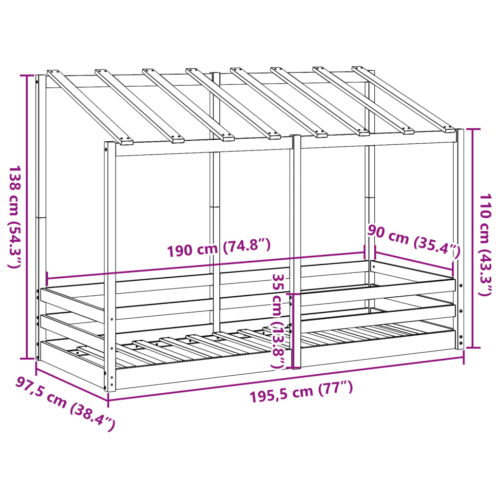 Lit montessori Cabane avec toit LUNE