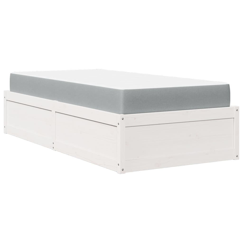Pack lit blanc et matelas PAQUITO 90x190cm