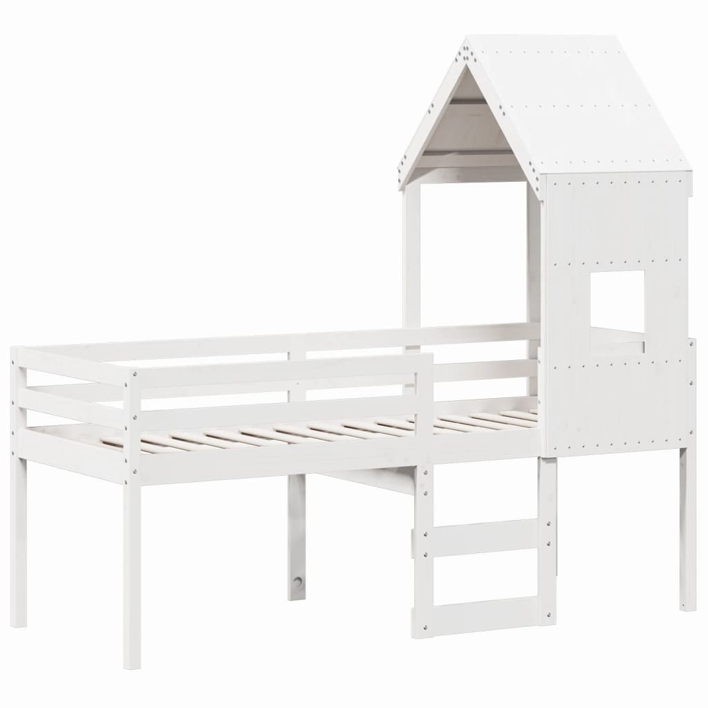 Letto alto con tetto 75x190 cm in legno di pino solido